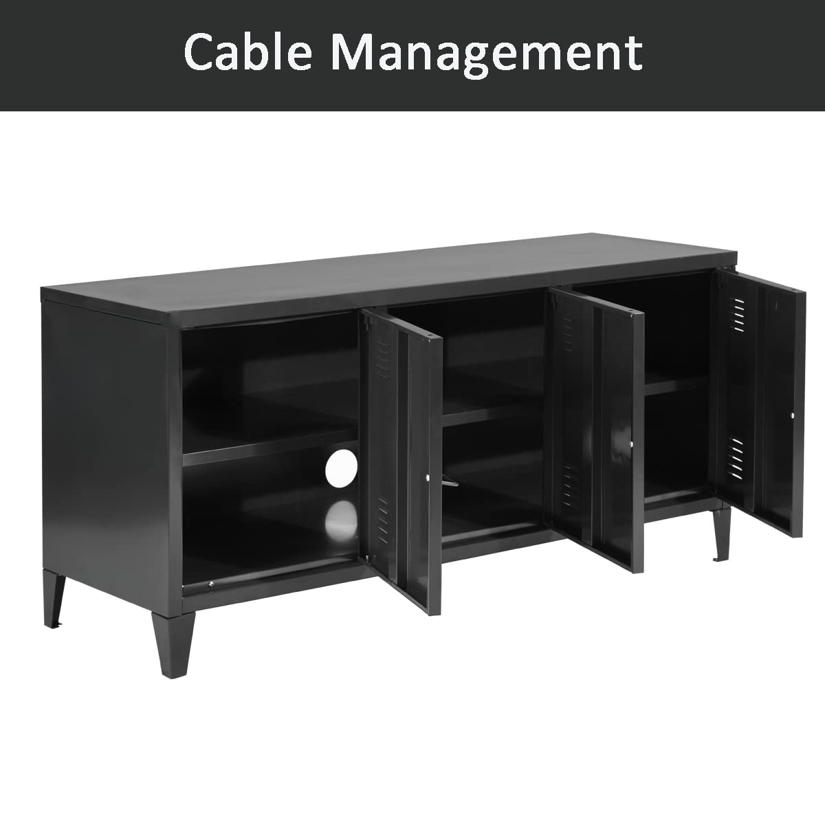 HOMYLIN Furniture-R France Matapouri Black lt - Mueble para TV, Armario de Oficina, 2 Capas, 3 Puertas, Dimensiones 120 40 58 cm, Color Negro Mate