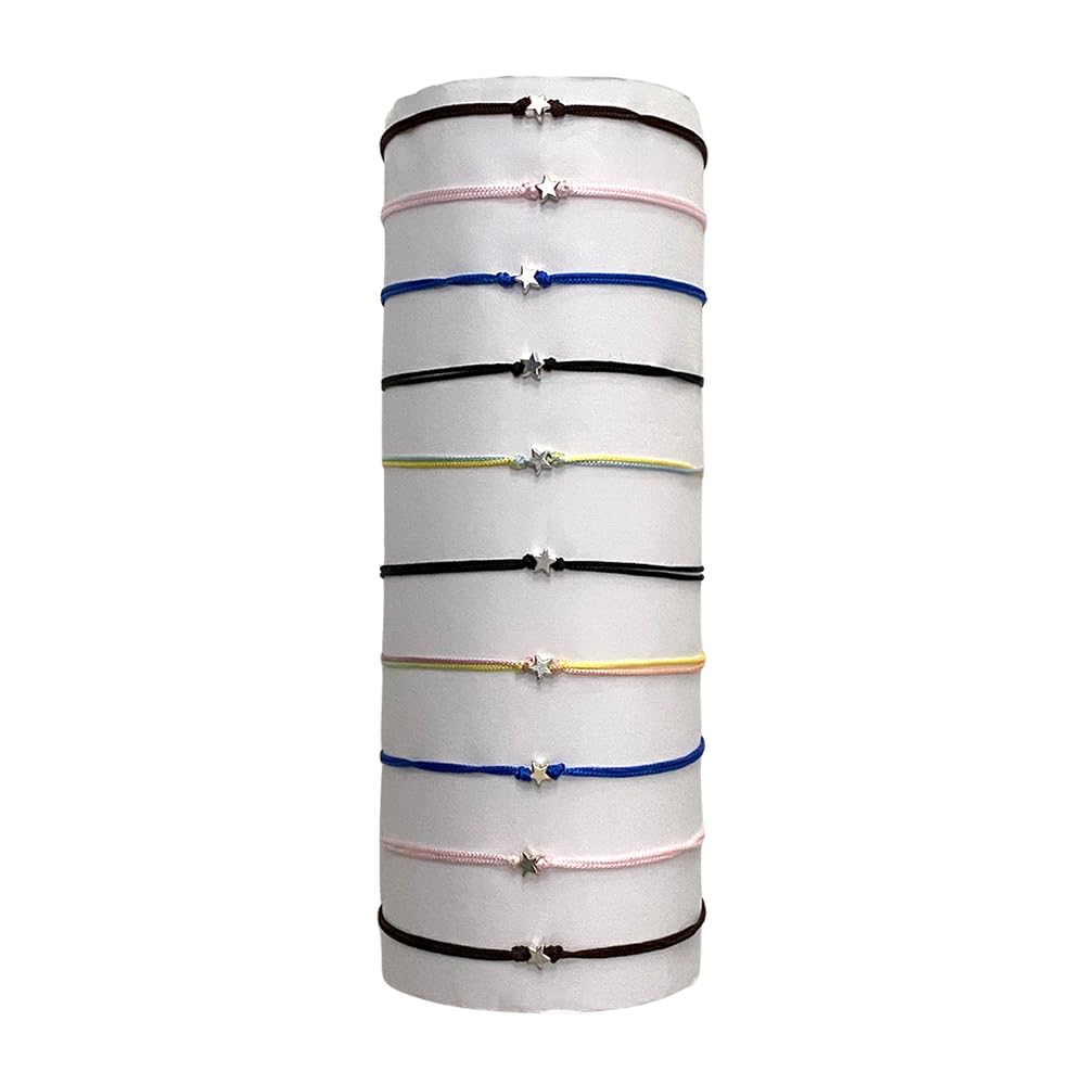 VIE Charm Strings, Pack of 10, Assorted Colours, Silver Star