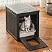 GULAIMOAO Cat Litter Box Enclosure, Feral Outdoor Cat Enclosure Weatherproof for Winter Outside, Cat Litter Box Furniture Fit Litter Box, Sturdy Resin Shelter for Living Room, Easy to Assemble, Black