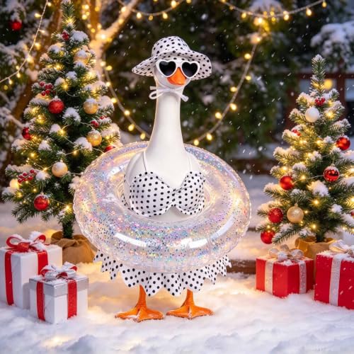 yuboo Christmas Porch Goose Outfits Fits 23 Inch, Goose Clothes with Swim Ring Sunglasses Hat Bikini, Garden Lawn Yard Halloween Play Decor - image 7