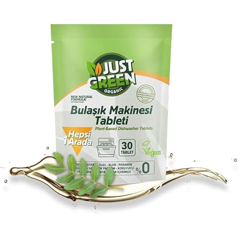 Just Green Organic Plant-Based Dishwasher Tablets 30 Tablets | Non-Toxic Formula | Vegan Eco-Friendly | Recyclable Packaging | Pack of 5 Cover