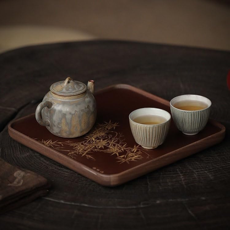 Bandejas Servir Comida Bandeja de té Color Cobre, Bandeja Qianli Jiangshan, seco Nogal for una Persona, Mesa pequeña, Comedor Mesa Cama
