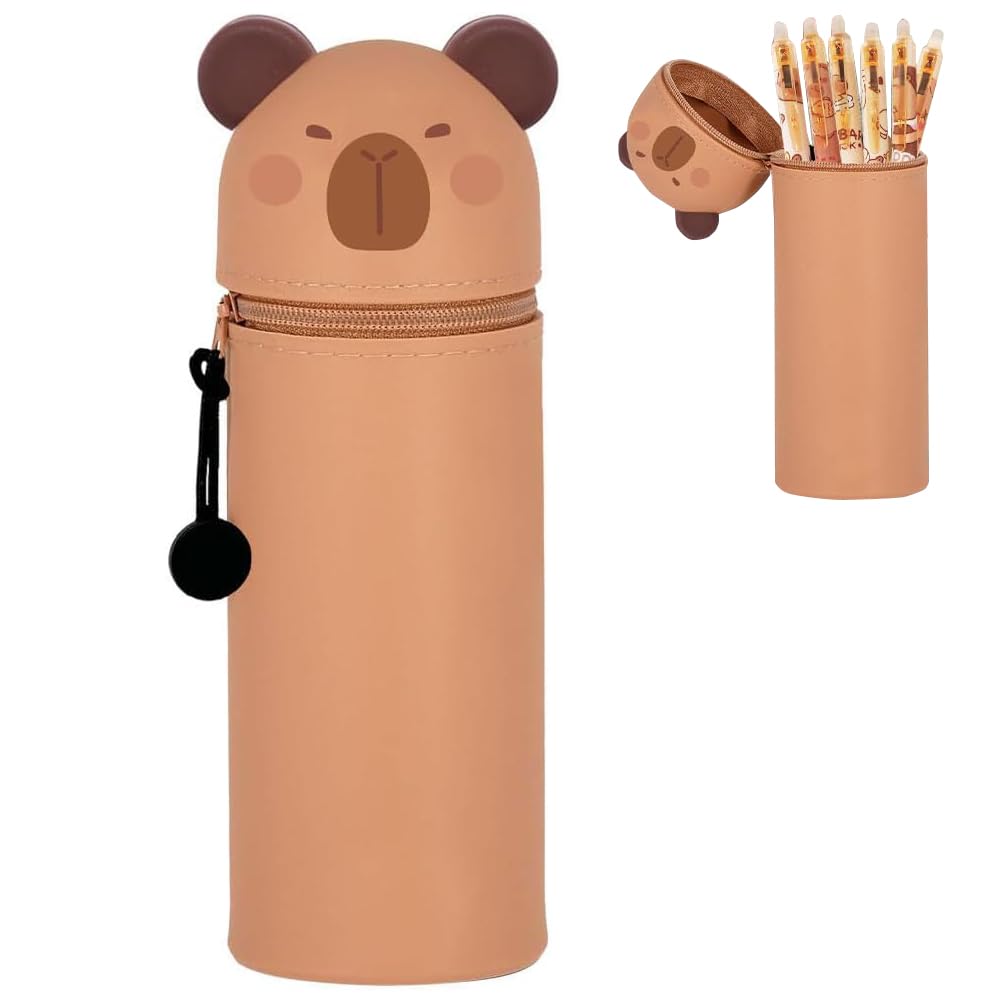 YGCHEN 2-in-1 Silikon Federmäppchen - Motiv Capybara, Kawaii
