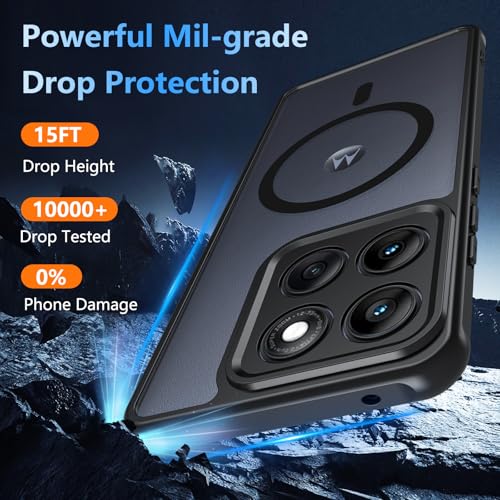 Image of For Motorola Edge 2025 Case,Magnetic [38 N52 Magnets] Military Grade Drop Protection moto edge 2025 case-Full Camera Protection Slim Matte Anti-Slip Phone Cover Protector For Motorola Edge 2025,Black
