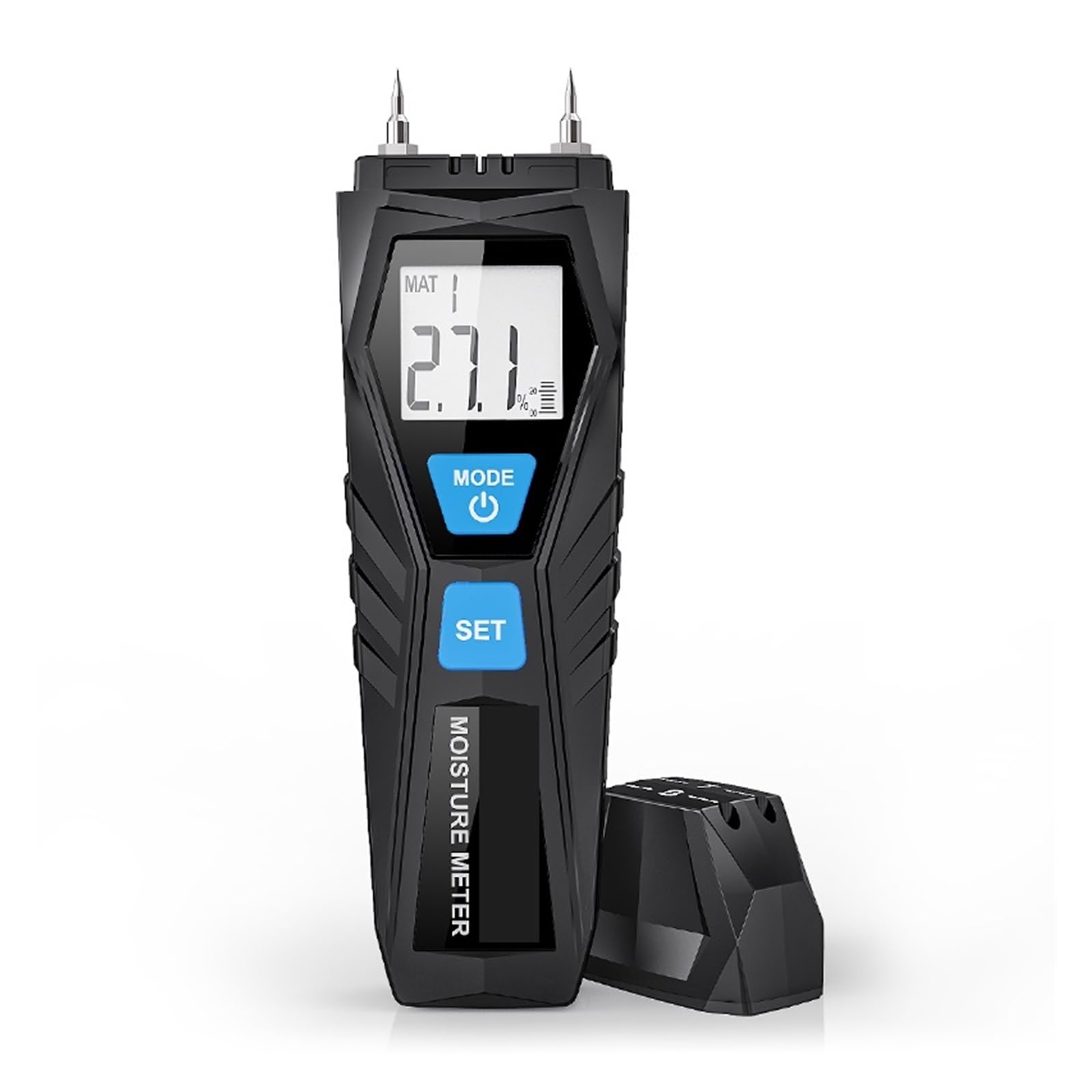 Mnmioio One Color Digital Moisture Tester, Digital Timber Wood Moisture Meter Hygrometer Humidity Damp Detector High Precision Probe 0-75% Lcd Display