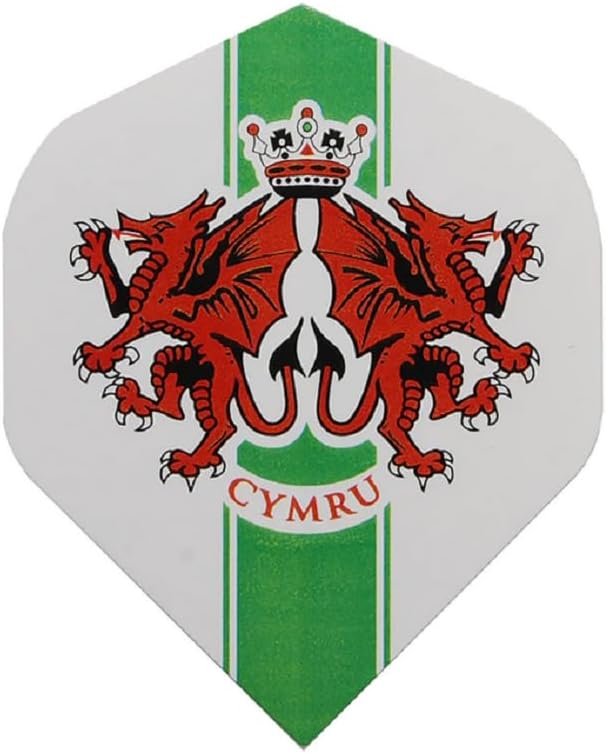US Darts 5 juegos (15 vuelos) Wales, CYRMU, vuelos de dardos de forma estándar galesa, 75 micrones (fondo blanco)