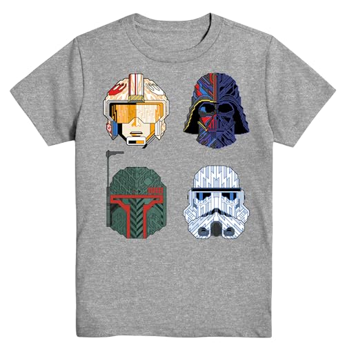 Star Wars Big Boys Helmets T Shirt, Grey, 14-16