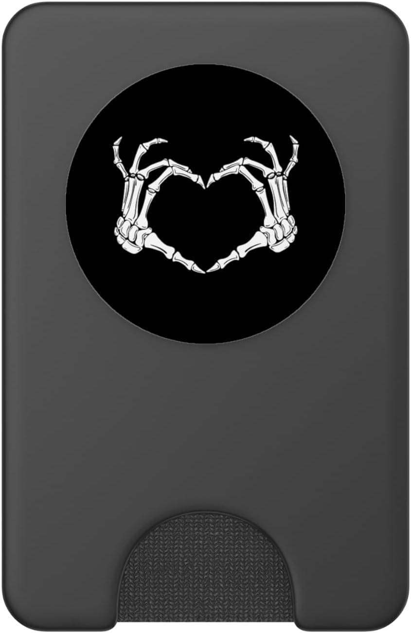 Skeleton Heart Bones Love Halloween Creepy Scary Black White PopSockets PopGrip: Swappable Grip for Phones & Tablets PopSockets PopWallet for MagSafe