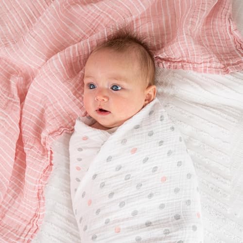 aden + anais Essentials Muslin Swaddle Blankets for Baby Girls and Boys, Newborn Receiving Blanket for Swaddling, 100% Cotton Baby Swaddle Wrap, 4 Pack, Doll - Thumbnail 2