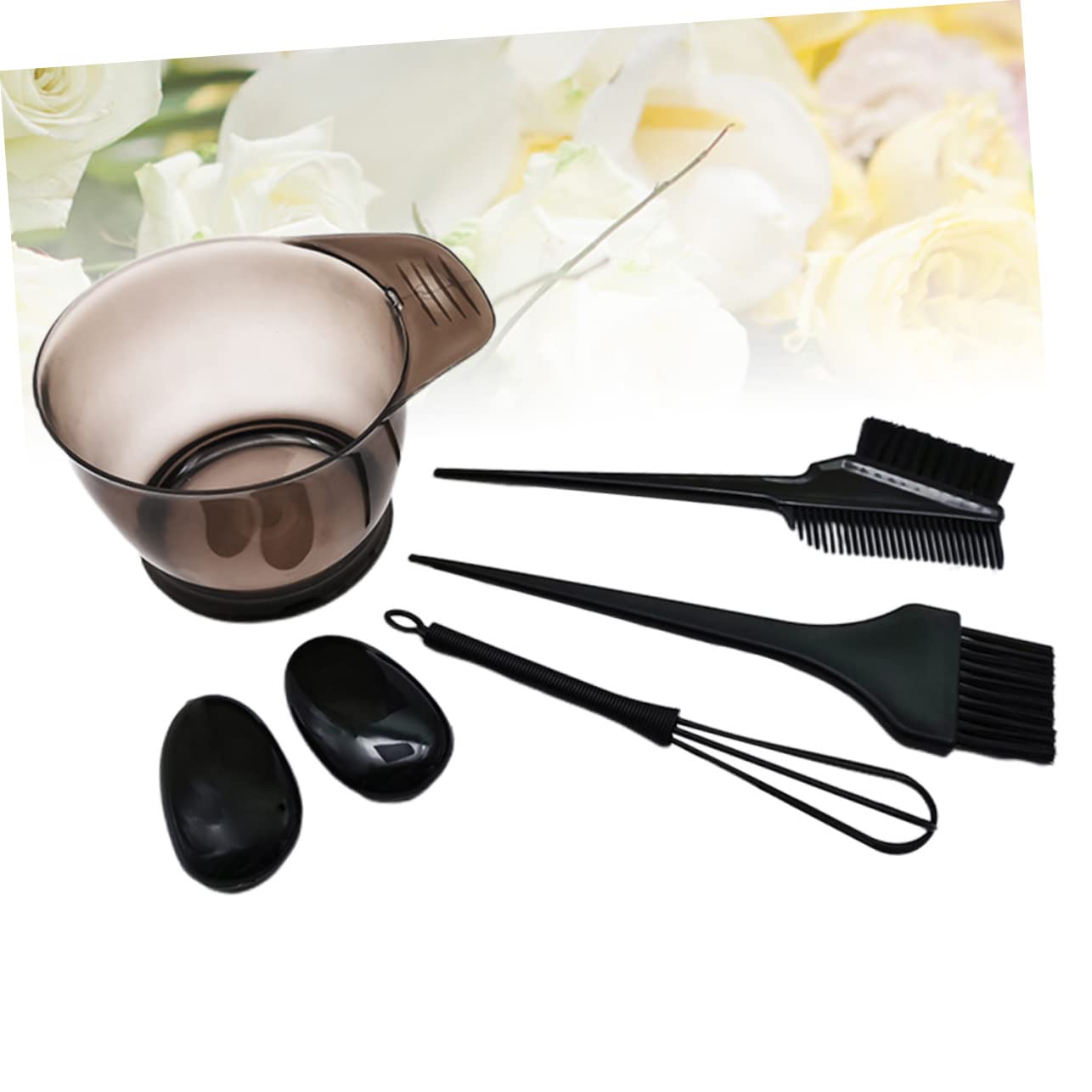 5pcs Blending Hair Teasing Comb Mixing Bowl Set Hair Color Set Salon Hair Coloring Tool Hair Color Kits Five Piece Set Wash The Dishes Suite Boutique Bowl Cover Plastic Dye