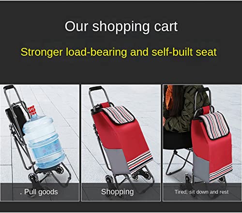 Faltbarer 6-Rad-Einkaufswagen mit Sitz, 35 l Fassungsvermögen, Einkaufstrolley für einfachen Transport, leichter blauer Einkaufshelfer für Senioren und vielbeschäftigte Käufer – Bild 4