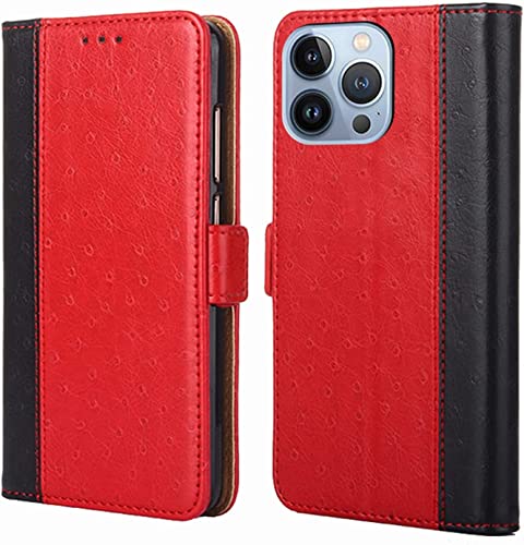 Étui cuir iPhone 14 Pro Max rouge pour éviter l'écran brisé et oublier votre portefeuille