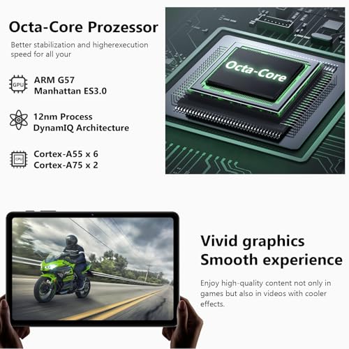 Image of Android 16 Tablet, 10 Inch Tablet with Keyboard, Octa-Core, 24GB RAM 64GB ROM 2TB Expand, 2 in 1 Tablets with Gemini AI, 6000mAh, WiFi, Widevine L1, GMS, Tablets with Case, Mouse, Stylus (Black)