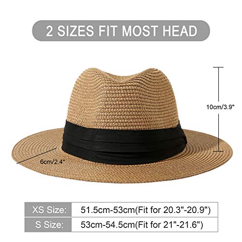 Jastore Little Kids Girls Boys Summer Fedora Straw Hat Wide Brim Floppy Beach Sun Visor Hat (Style B-Khaki, 3-6 Years) #TOP1