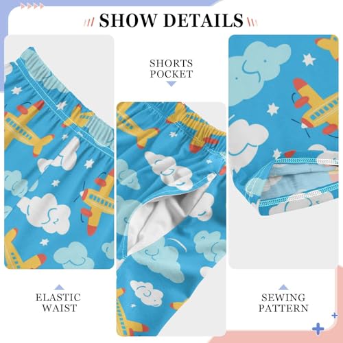 Pajama Bottoms, Plane and Clouds Pajamas Pant Lounge Wear Sleep Long Pants Casual Sleepwear PJS4