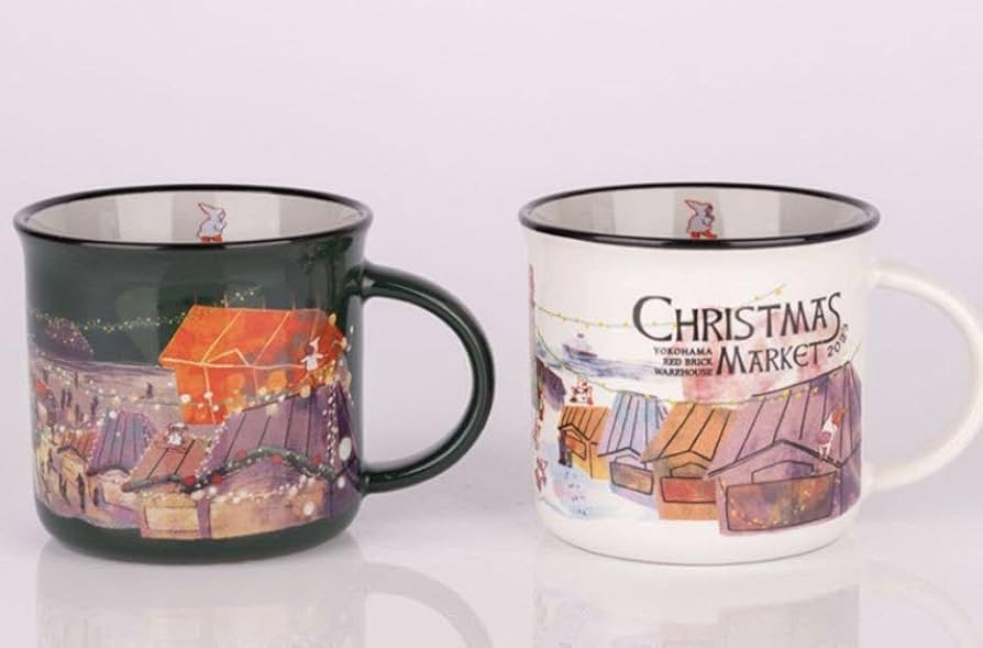 希少★美津濃エアリブルーマ★赤カップマーク★タグ付き ★ 横浜赤レンガ クリスマスマーケット2024 限定マグカップ 白&黒の