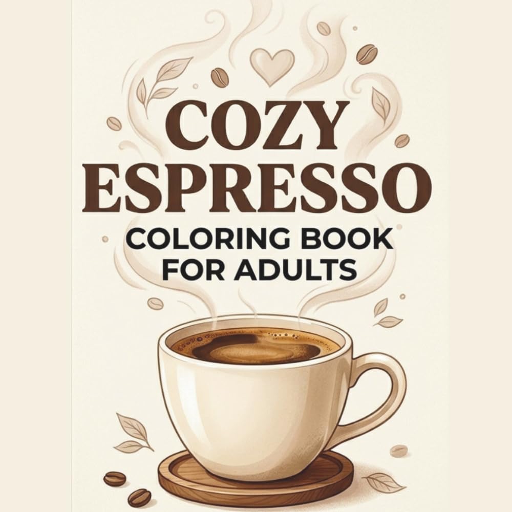 Cozy Espresso Coloring Book for Adults: Bold & Easy Relaxing Pages with Cute Café Scenes, Coffee Moments, and Stress Relief Designs for Beginners