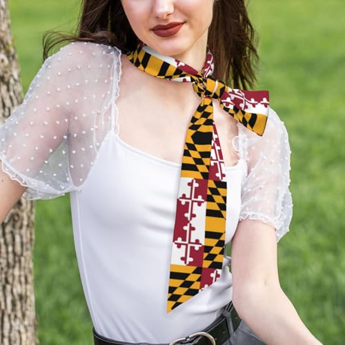 Flag of Maryland Printed Women's Fashion Scarf Suitable as Scarves, hair scarves, headbands, headbands, handbands, Black, One Size4