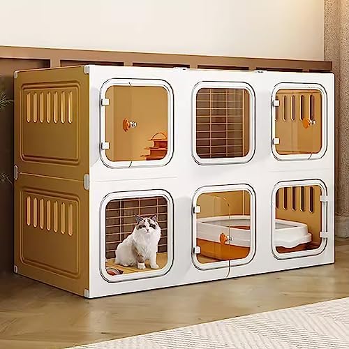 Cat Cages Indoor Litter Dog Playpens Caves Houses Box Kitten Cage Cats Outdoor Enclosures,Versatile Small Animal Cage with Ladder, Scratching Post & Bed - Ideal for Kittens, Puppies & Small