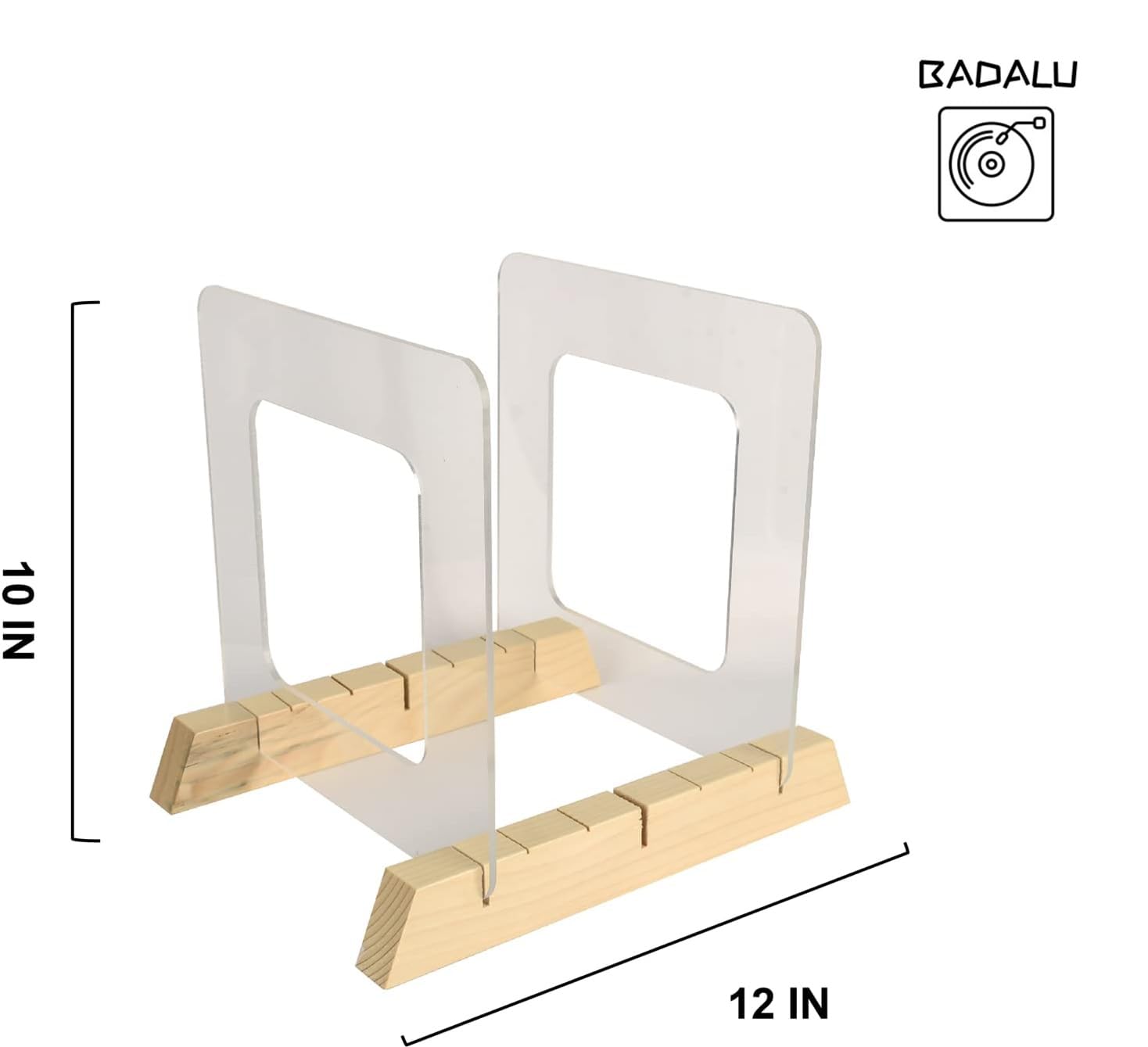 BADALU Soporte de almacenamiento de discos de vinilo, almacenamiento de discos de vinilo con diseño de ranura profunda antideslizante para hasta 60 álbumes de 7 o 12 pulgadas, soporte de exhibición de
