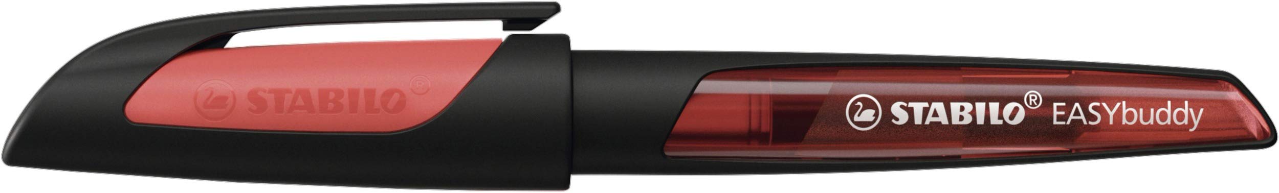 Ergonomic School Fountain Pen - STABILO EASYbuddy - A Nib - Black/Coral