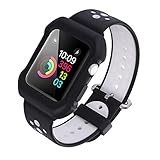 bandmax Armband für Apple Watch 42mm mit Gehäuse, Watch Band Weiche TPU Silikon Sportarmband mit...
