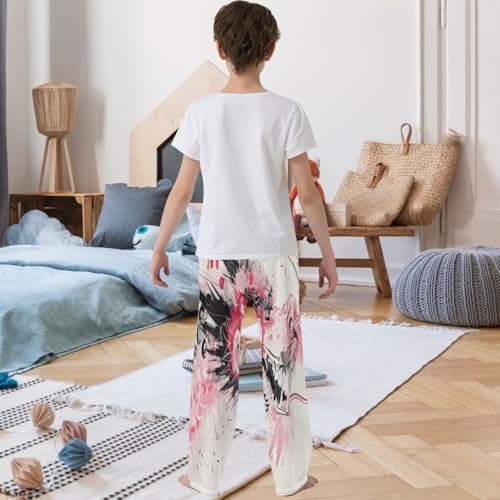 Boy's Pants Light Pink Dragon Jogger Pants Elastic Waist Long Bottoms Trousers with Pockets 6-14 Years3