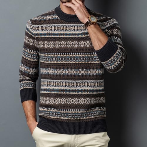 Men's Crewneck Sweater Nordic Knit Design 100% Wool Long Sleeve Winters Without Zip Sweater2