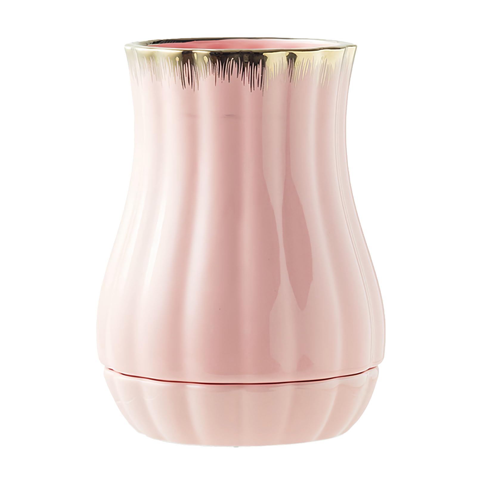 Dowbom Kitchen Utensil Holder for Countertop, Spoon Spatula Organizer, Ceramic, Pink, 3.5""