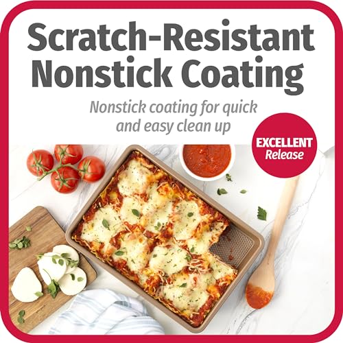 GoodCook BestBake Nonstick Bronze 9" x 13" Oblong Baking Pan, Textured Carbon Steel, Scratch-Resistant, Non-Toxic Cake Pan, 13x9 Bakeware, Durable Oven Pan for Even Heating and Easy Cleanup by GoodCook - Image 3