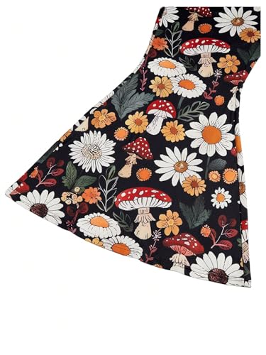 WDIRARA Women's Plus Size Floral Print Flare Pants Boho Elastic Waist Bell Bottoms Trousers4