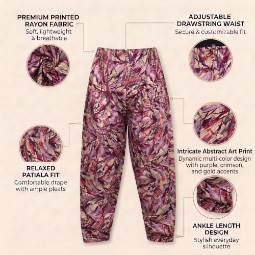 Image of FASHION GALLERY Women's Rayon Relaxed Fit Patiala Salwar with Full Length Drawstring Closure Type and Flexible Waist|Patiala Pant for Woman