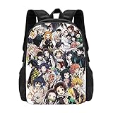 [COOLEAD] 鬼滅の刃 リュック 大容量収納 耐摩耗 防水 通学 屋外 遠足 旅行 学校 学生 Pc収納 多機能リュック お祝い プレゼント 男女兼用バックパック A128