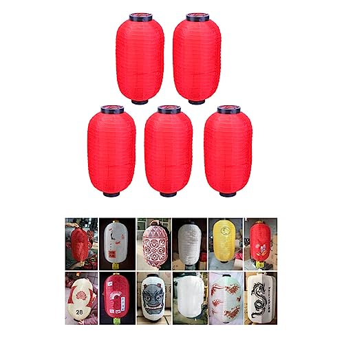 FRCOLOR 提灯 ちょうちん 赤提灯 5個入 25X45cm 長型 お祭り 盆提灯 夏祭り DIY 居酒屋 屋台 装飾 伝統文化 新盆 初盆 飾り付け 無地 【赤い 10インチ】