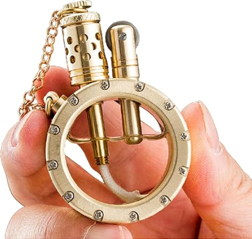 Image of Smoke King Vintage Transparent Lighter | Gold Round Lighter | Retro Brass | Open Fire | | Unique | Gift for Men (Fuel Not Included)