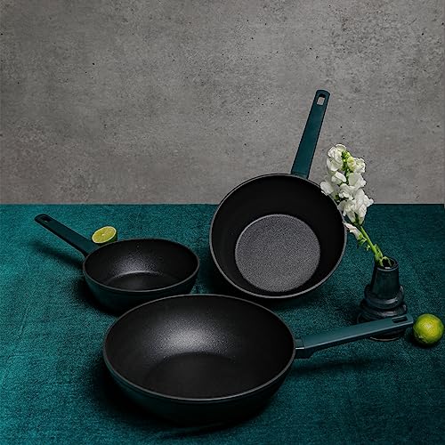 Dr.hows Urban Deep Green 9" Premium Ilag Professional S Coating Non Stick Wok - Aluminium Wok Nonstick - Deep Frying Stir Fry Wok Pan For Induction, Halogen, And Gas Cooktops (Urban Wok 24Cm) #TOP1