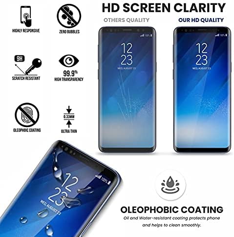 Samsung S8 Screen Protector, Samsung S8 Tempered Glass [Easy Installation Frame] [3D Full Screen Coverage] [Support Fingerprint Sensor] [Bubble Free] Screen Protector for Samsung Galaxy S8 [2 PACK]