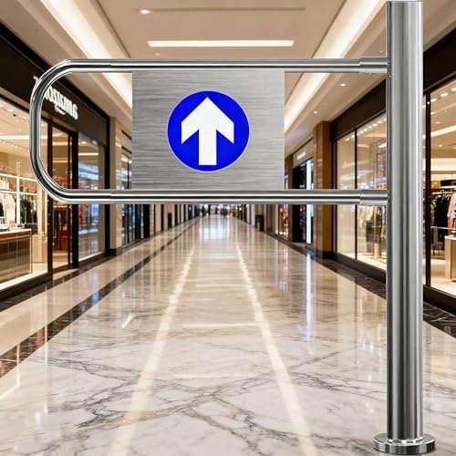 Barriera di sicurezza in acciaio inox, resistente, singola porta battente per supermercati, negozi, biblioteche e magazzini, soluzione di accesso pedonale 500 x 100 cm