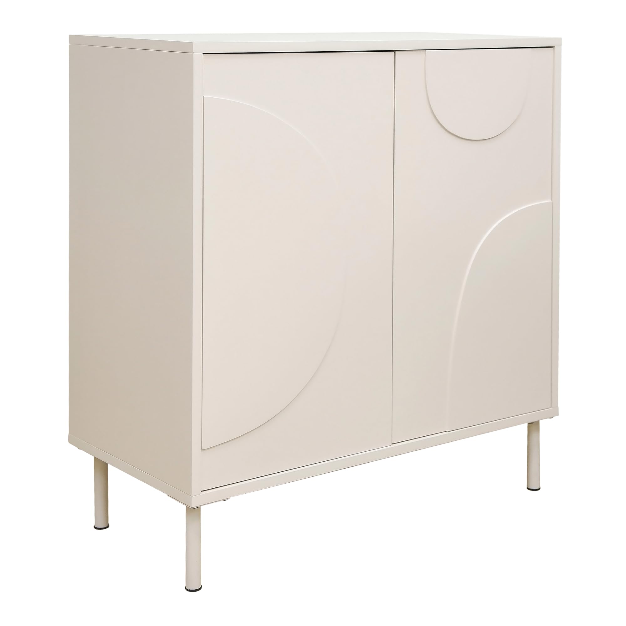 [en.casa] Mobile Contenitore a 2 Ante Decorative Credenza Bassa con Ripiano e 2 Scomparti Chiusi Comò Multiuso per Soggiorno Camera da Letto 75 x 70 x 34 cm - Beige