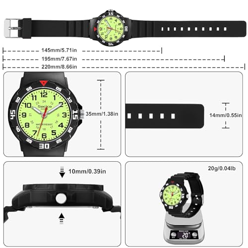 socico children analog watch for boys girls waterproof time teaching watch with soft band learning time wrist watch easy to read christmas gifts for kids ages 3-12 great gifts