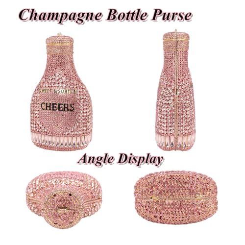 Image of Rhinestone Champagne Bottle Clutch, Luxury Evening Bag for Women