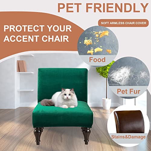 Image of Eco-Ancheng Armless Chair Slipcover Removable Armless Accent Chairs Covers Washable Armless Slipper Chair Slipcover Printed Armless Chair Furniture Protector Covers for Living Dining Room Hotel