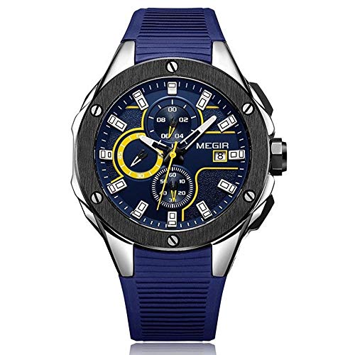 Chronographe WTH Montre Homme Bracelet Silicone Quartz LULI Sport
