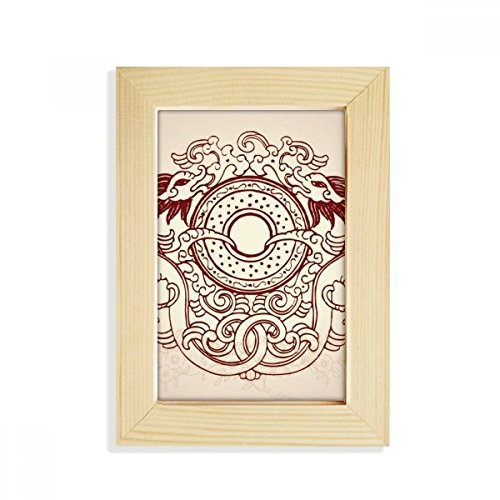 Regalo cultural original con marco de madera de dragón chino 5x7 2