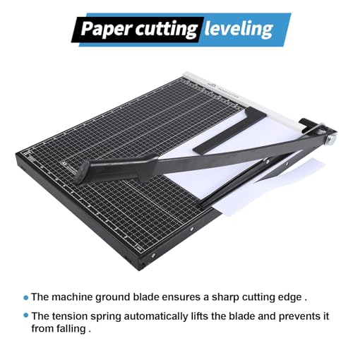Image of ISDIR Guillotine Paper Cutter 18 inch with Integrated Pressure Bar - Heavy Duty Metal Base, 15 sheet Capacity, Magnetic Guide & Safety Guard - Precision Trimmer for Cardstock, Crafts, DIY, Photos & Office