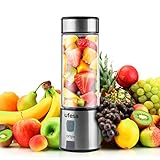 Ufesa BS2400 Onyx Mini Batidora Portátil Recargable, Carga por USB, Hasta 20 Usos por Carga, Batería de 5100 mAh, Botella de Tritán de 400ml, Cuerpo y Cuchillas de Acero Inoxidable, Sin BPA