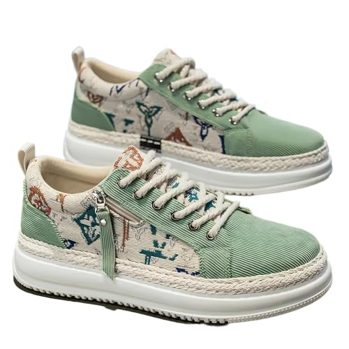 Chaussures de sport ZBDP pour éviter les pieds fatigués baskets blanches et vertes
