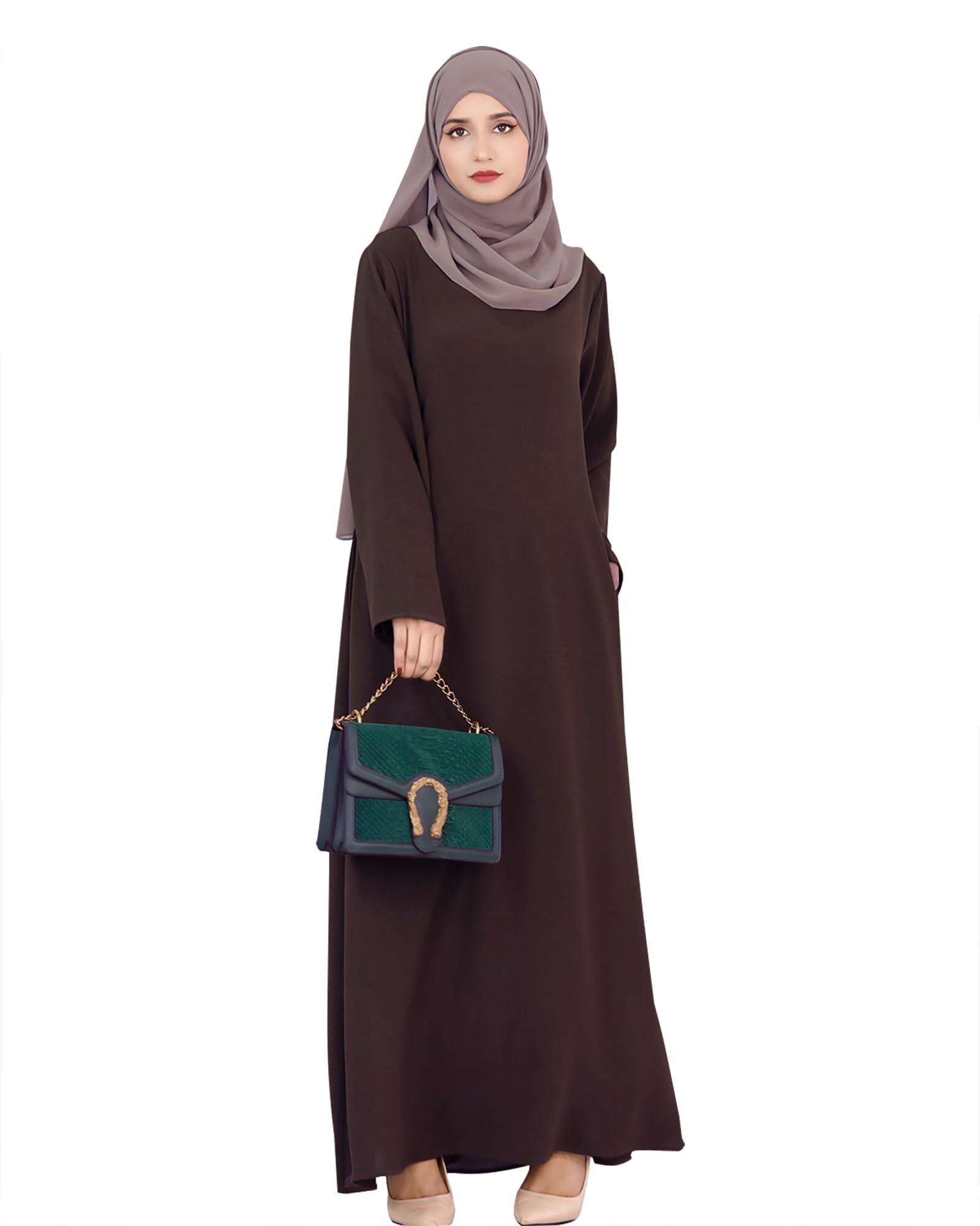 Solid Color Women Abaya Modest Muslim Prayer Robe Long Sleeve Dubai Maxi Dress Islamic Lightweight Dress