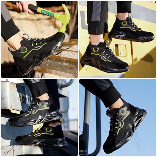 Image of LAoutun Steel Toe Shoes for Men Work Shoes Safety Sneakers Comfortable Lightweight Puncture Proof Slip on Indestructible Construction Work Shoes
