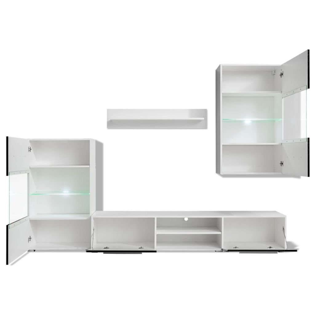 Meuble Moderne Meuble TV VidaxL Avec LED RGB - 90x35x40cm - Bois Ingénierie - Blanc - Rangement Et Éclairage Armoire Télévision Blanc